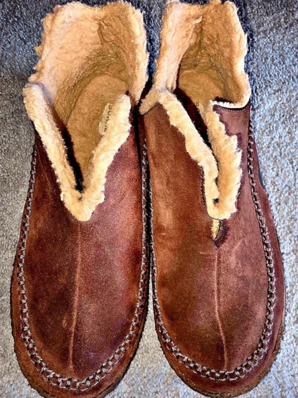 Sorel Brown Shearling Slippers Men's Size 14